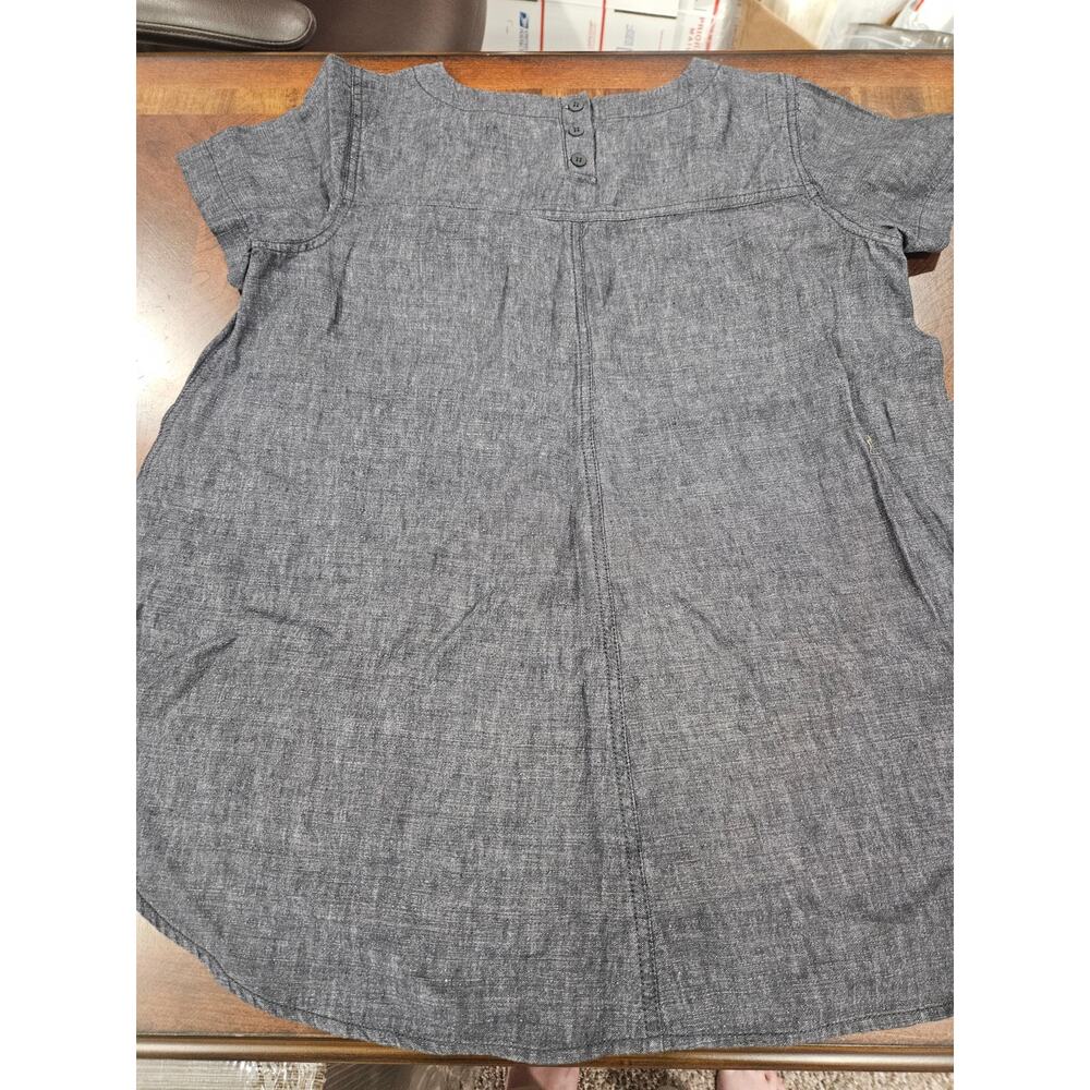 Eileen Fisher Petite Small PS 100% Organic Linen High Low Tunic Gray - Picture 4 of 6